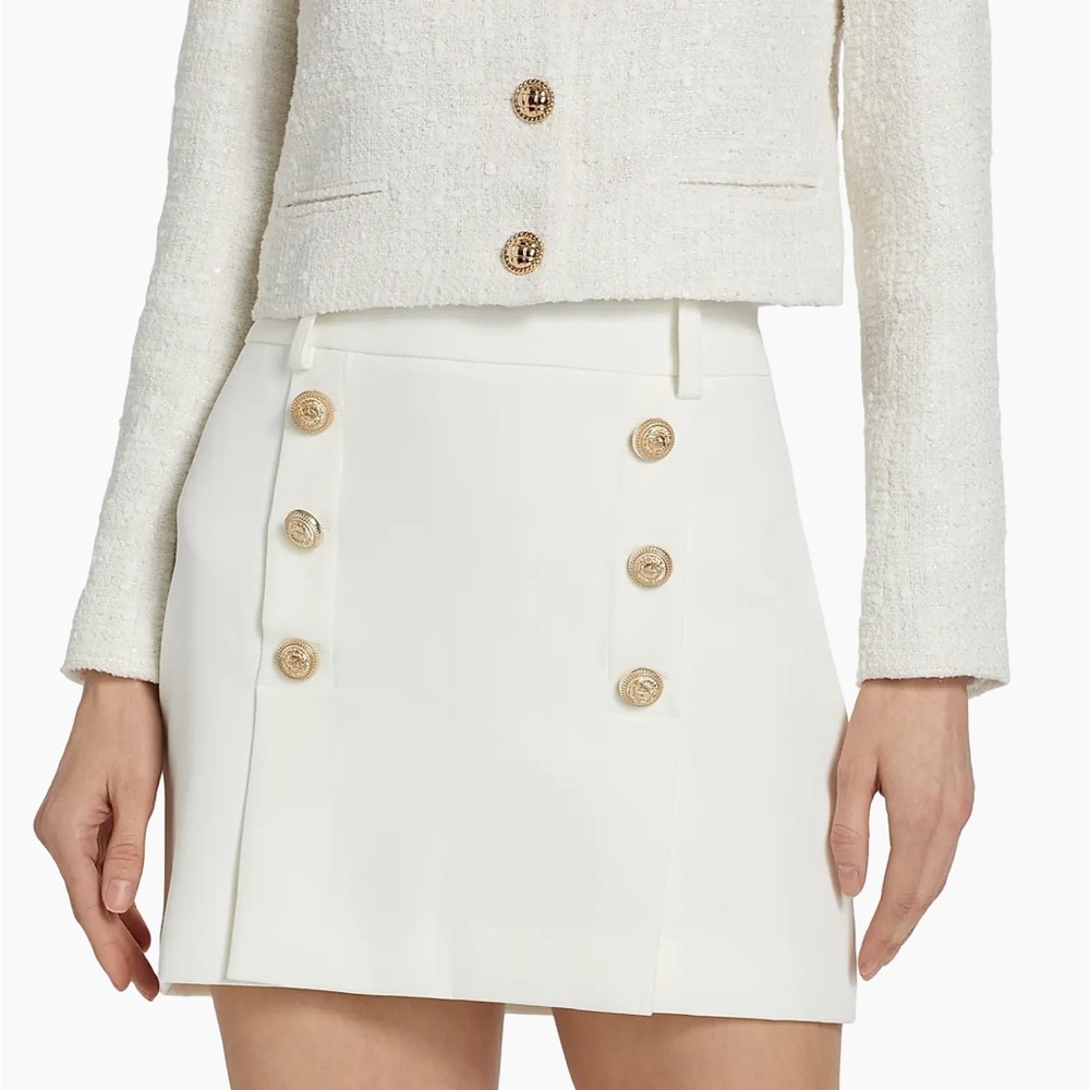New Generation Love Imogen White A-Line Crepe Buttoned Mini Skirt $245